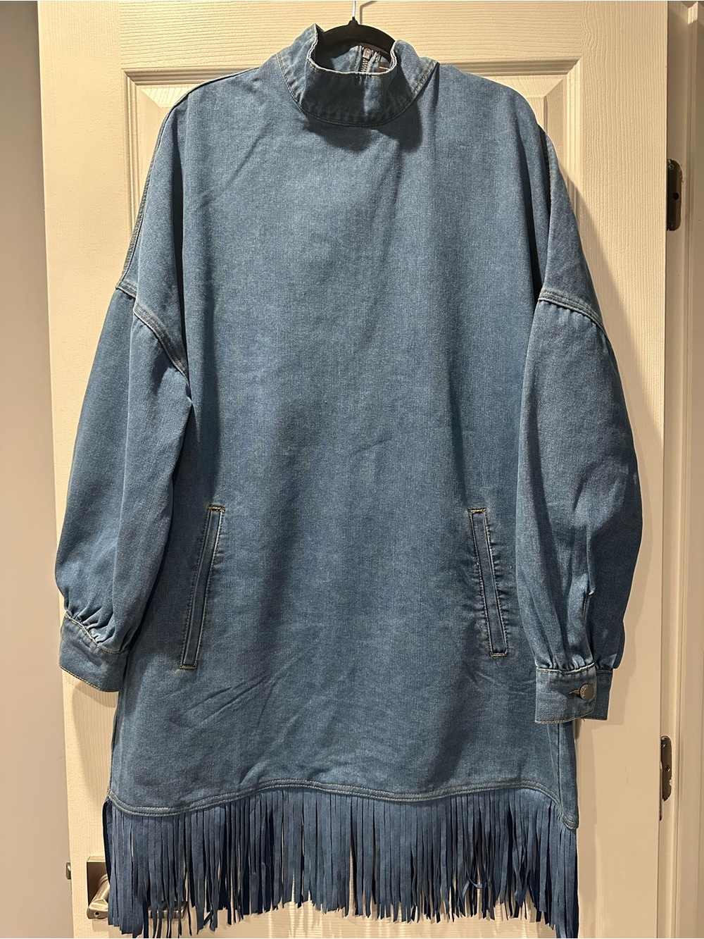 STYLEWE Washed Blue Denim Fringe Tunic